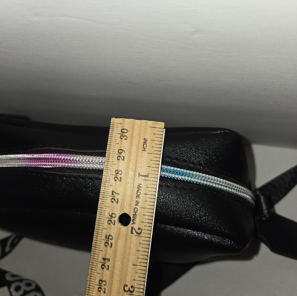 Square Mini Black Crossbody Bag with Logo Strap NEW - Picture 8 of 10